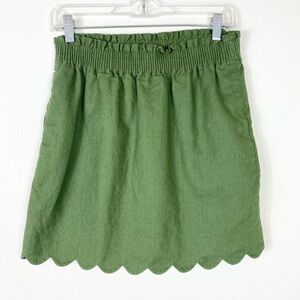 J. Crew Olive Skirt with Scalloped Hem